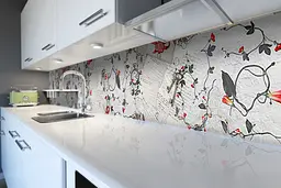 Кухонний фартух Листи та Квіти вінілова наклейка ПВХ написи абстракція Сірий 60х300 см Happy Pocket Z180756 - мініатюра 6