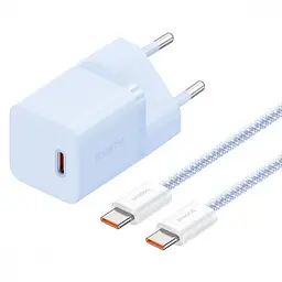 Зарядний пристрій Baseus GaN5 Mini Fast Charger Type-C 30W (With Cable Type-C to Type-C 100W 1m) blue (P10110902313-00)
