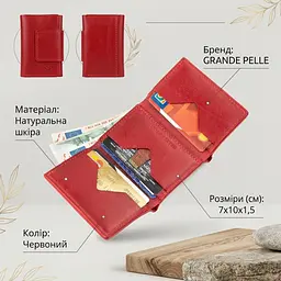 Суворе жіноче портмоне з гладкої шкіри Grande Pelle 11153 червоне - мініатюра 2