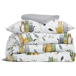Комплект постільної білизни Cosas Forest cats CS2 Підлітковий зелений (ForestCats_El80-52Grey_155)