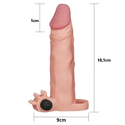 Насадка на пеніс із вібрацією Lovetoy Pleasure X-Tender 18.5 см тілесний - мініатюра 2