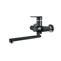 Змішувач для ванни Plamix OSCAR-006 EURO SET BLACK (зі шлангом, лійкою та кронштейном) (MX1896)