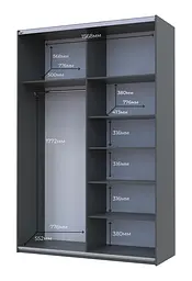 Шафа-купе Doros G-Caiser 2 дзеркала/3 частини 160х60х240 см Графітовий (42005021) - мініатюра 7