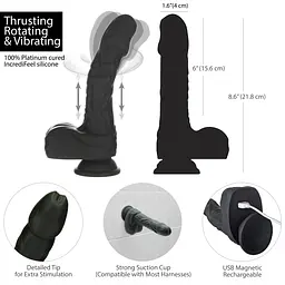 Вібратор Addiction Naked 8.6” Silicone Rotating Thrusting Vibrating Dildo з поштовхами та обертанням, 21.8 см чорний - мініатюра 4
