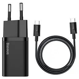 Зарядний пристрій Baseus 1xUSB 25W (USB-C) + Cable Type-C black (TZCCSUP-L01) - мініатюра 7