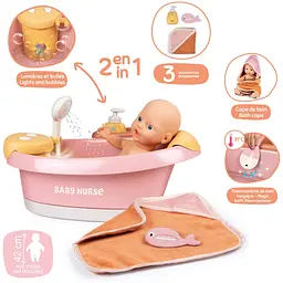 Ванна для пупса Smoby Toys Baby Nurse з аксесуарами терракотова пудра (7600220386) - мініатюра 4