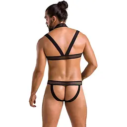 Комплект чоловічої білизни з кріпленнями Passion 043 Jacob L/XL Black, труси, шлейки - мініатюра 4