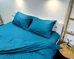 Постільна білизна LARA сатин-страйп LUX turquoise d13227е180 з простирадлом на резинці 180х200х25 євро - мініатюра 2