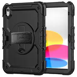 Протиударний захисний чохол для планшета Apple iPad 10.9 (2022) A2696/A2757/A2777/10.9 (2024)/11 (2025) A16, Panzer, чорний, силікон + полікарбонат, накладка з підставкою і ремінцем на плече, з посиленими кутами, 360°, ArmorStandart (ARM82525)