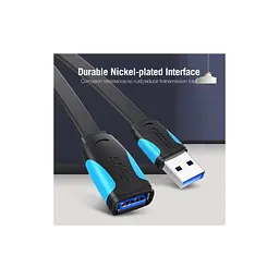 Дата кабель USB 3.0 AM/AF 2.0m flat black Vention (VAS-A13-B200) - мініатюра 2
