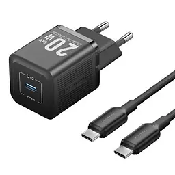 Зарядний пристрій Vention USB-C PD20W GaN black (FEPB0-EU)