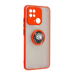 Чехол с кольцом-держателем для Xiaomi Redmi 10C, Frosted Matte Ring, красный, защитная панель с матовой задней стенкой, противоударный чехол с защитой всего корпуса, TPU + поликарбонат (PC), с защитой камеры, ArmorStandart (ARM68369)