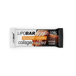 Батончик LipoBar Exclusive Protein Bar, 50 грам збагачений біоактивним колагеном Peptan - Карамель
