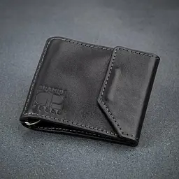 Затискач для грошей з італійської шкіри Grande Pelle 11149 чорний - мініатюра 1