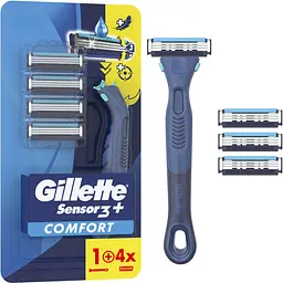 Станок для гоління чоловічий (бритва) Gillette Sensor 3+ з 4 змінними картриджами