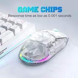 Комп'ютерна мишка Onikuma CW-26 Pro для ПК та ноутбука з RGB підсвіткою 4800 DPI та Bluetooth + 2.4GHz прозора - мініатюра 3