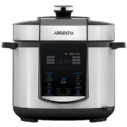 Мультиварка-скороварка Ardesto MPC-P225 Silver 900W 5л 22 програми керування сенсорне дисплей регулювання температури таймер регулювання температури книга рецептів