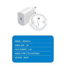 Зарядний адаптер блок на 2 виходи WUW-C193 PD20W+PD20W Charger USB C + USB C white - мініатюра 4