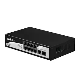 Комутатор PowerLink SP802F 10xFE (8xPoE, 2xUplink), 96Вт, Некерований 2E teh0018108 - мініатюра 2