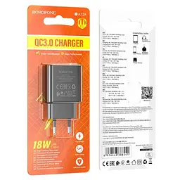 Мережевий зарядний пристрій Borofone BA72A Spring 18W/QC3.0/1USB чорний - мініатюра 3