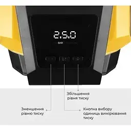 Автокомпресор Gemix Model G black/yellow поршневий з сумкою цифровий манометр функція Autostop ліхтарик 35 л/хв - мініатюра 3
