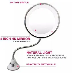 Дзеркало гнучке на присосці косметичне 5X Ultra Flexible Mirror - мініатюра 4