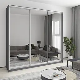 Шафа-купе тридверна MebelStar Уні AL 3 Дзеркала 250x60x240 см Антрацит (MBS-1991)