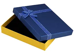 Коробка подарункова XUPING синьо-жовта з бантом Універсальна 12х16см, h= 3см (203215) - мініатюра 4