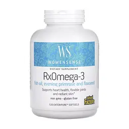 Жирные кислоты Natural Factors Омега-3 для женщин, WomenSense, RxOmega-3, 120 гелевых капсул (NFS-04913)