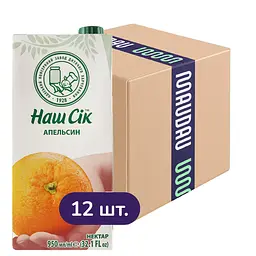 Упаковка нектара Наш Сік Апельсиновый 11.4 л (950 мл х 12 шт.)