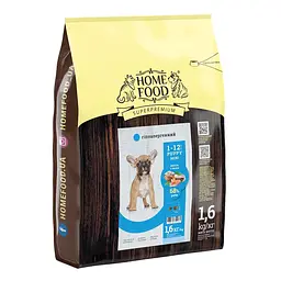 Гіпоалергенний сухий корм для цуценят дрібних порід Home Food Puppy Mini, з фореллю та рисом, 1.6 кг