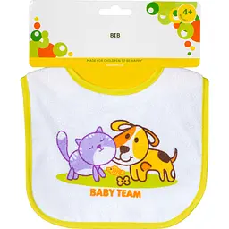 Слинявчик-нагрудник на липучках Baby Team Звірята жовтий (6506) - мініатюра 2