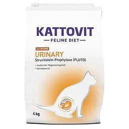 Дієтичний сухий корм Kattovit Veterinary Urinary Каттовіт Урінарі з куркою для котів із захворюваннями сечовивідних шляхів 4 кг