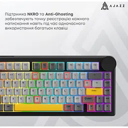 Клавіатура Ajazz AK820 V2 Coconut Flake Switch чорна/сіра/жовта (AK820-V2-CF-BGY) [175693] - мініатюра 10