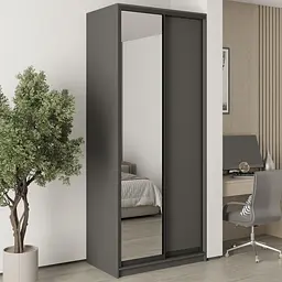 Шафа-купе дводверна MebelStar Стандарт BG ДСП/Дзеркало 100x60x240 см Антрацит (MBS-10201)