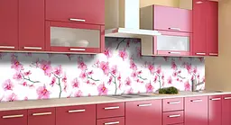 Кухонний фартух Рожеві орхідеї гілки вінілова для кухні 65х250 см квіти Рожевий Happy Pocket Z184081 - мініатюра 3