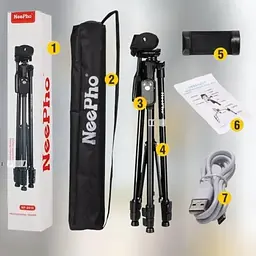 Штатив тринога NeePho NP-8810 не знімний майданчик + тримач + пульт + чохол (50-150см) Чорний - мініатюра 7