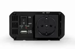 Автомобільний інвертор 300 Вт, EnerGenie, Silver/Black, 1xUSB (5V/2.1A), вхідна напруга 10-16 VDC (акумулятор безпосередньо), металевий корпус (EG-PWC300-01) - мініатюра 3