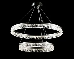 Люстра стельова LED Splendid Ray L133/600+400/2, 50W, чорний та хром, сучасний стиль, регулювання висоти - мініатюра 4