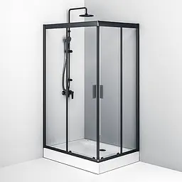 Душова кабіна Am.Pm Gem Twin Slide 120x80 см скло прозрачне black matt W90UG-404-120290-BT, Чорний матовий, Універсальна, прозрачний, Чорний матовий - мініатюра 4