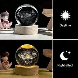 Декоративний 3D нічник Кришталева куля + дерево LED світильник Сонячна система тепле світло 5V - мініатюра 9