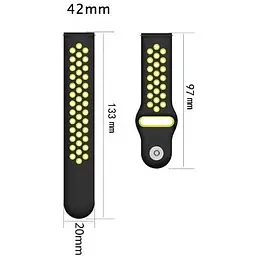 Ремінець Becover Vents Style для Samsung Galaxy (20 mm)/Watch 5/ Watch 4 40/44mm/Watch 4 Classic 42 mm/Watch Active/Active 2 40/44mm/Watch 3 41 mm/Gear S2/Classic/Gear Sport Black-White (705696) - мініатюра 4