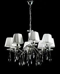 Класична підвісна люстра Splendid Ray L89302/8 (SL) хром з абажурами, 8 ламп, Ø 80 см
