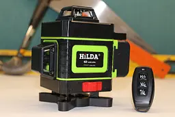 Лазерний рівень нівелір для стяжки підлоги HILDA 4D 16 ліній 360 ° градусів самовирівнюється Зелений промінь + пульт + акумулятор з дисплеєм - мініатюра 5