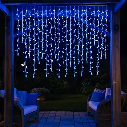 Вулична гірлянда Бахрома GarlandoPro 36 м 600 LED білий дріт Синій 36MWBL - мініатюра 4