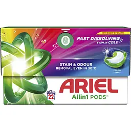 Капсули для прання Ariel Все-в-1 Для кольорових речей 22 шт.