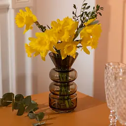 Ваза декоративна скляна в Нордичному стилі 18 см, коричневий Flower Season HP-10-15 - мініатюра 6