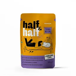 Корм вологий Half&Half для стерилізованих кішок, шматочки з тунцем у соусі, пауч 100 г (арт.20888)