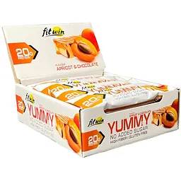 Батончик YUMMY Bar 36% no added sugar, 12*55 грам Абрикос - шоколад FitWin vit0001246