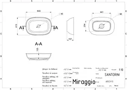 Умивальник Miraggio SANTORINI (0001759) Miramarble, Глянцевий, Накладний, Білий - мініатюра 2